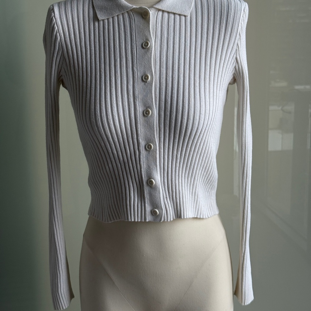 Brandy Melville Cream Ribbed Knit Top